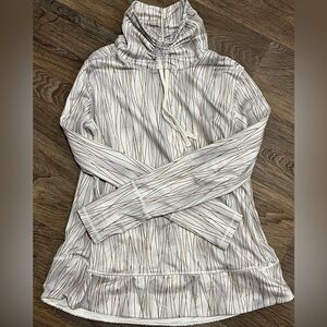 CALIA pullover cowl neck athletic long sleeve top jacket white & gold sz XL EUC